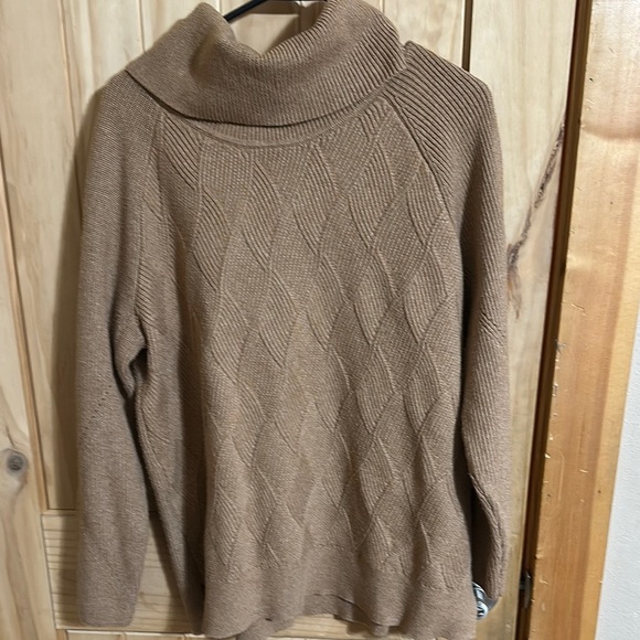 Talbots Cozy Dark Brown/Tan Turtleneck Sweater - Picture 1 of 5